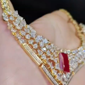 Handcrafted Ruby Diamond Bridal Necklace