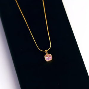Elegant Pink Stone Pendant Necklace