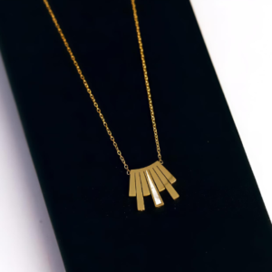 Contemporary Gold Bar Drop Necklace