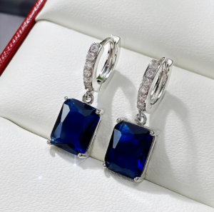 blue sapphire diamond earrings