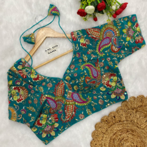 teal paisley print designer blouse