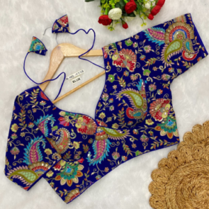 purple teal paisley print designer blouse