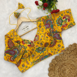 yellow paisley print designer blouse