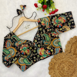 black paisley print designer blouse