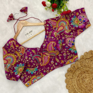wine paisley print designer blouse