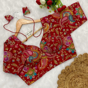 red paisley print designer blouse