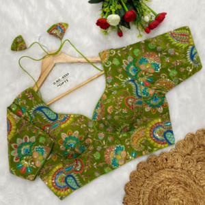 soft green paisley print designer blouse