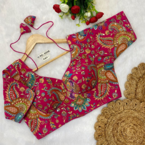 pink paisley print designer blouse