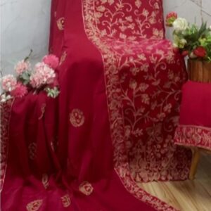red embroidery evening wear